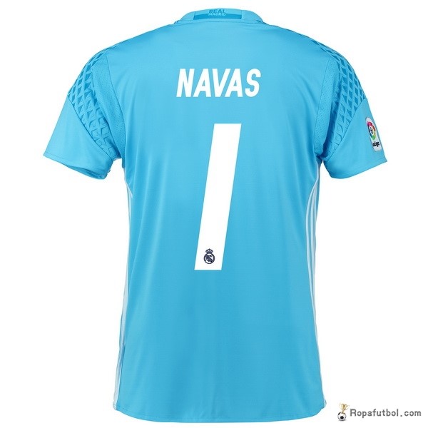 Camiseta Real Madrid Replica Primera Ropa Portero Navas 2016/17 Azul